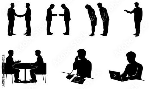 ビジネスシーンのシルエットセット