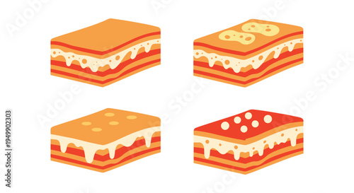 Lasagna Slice Line art vector minimal dynamic abstract color