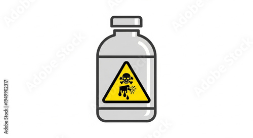 Poison bottle with warning symbol illustration.