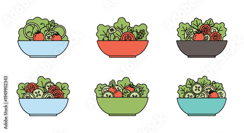 Homemade Salads Line art minimal abstract modern style vector