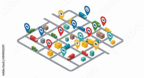 Colorful map with location markers.