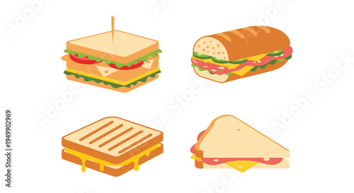 Homemade Sandwiches Line art creative artistic abstract vector