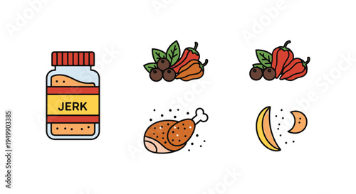 Jerk Seasoning Line art vector minimal dynamic abstract color