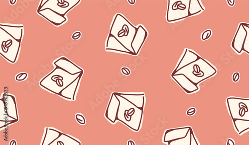Cute coffee beans pattern background vector design