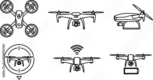 Set of 6 drone icons vector