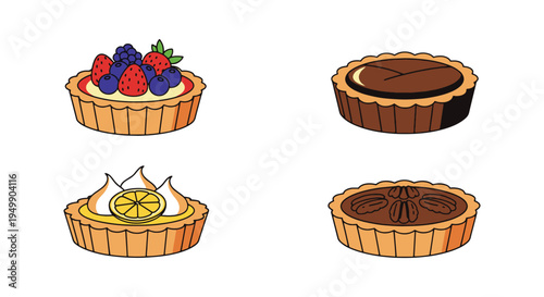 Homemade Tarts Line art vector creative vibrant abstract tone