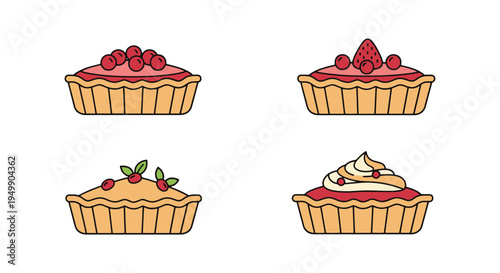 Homemade Tarts Line art vector elegant abstract tone illustration