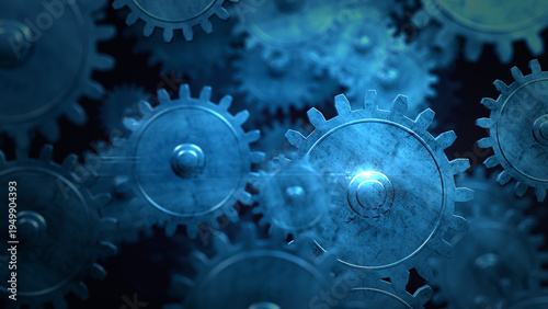 Blue Metal Gears Mechanism Background