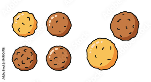 Fried Meatballs Line art creative color harmony abstract illustration