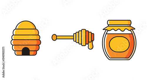 Honey Line art vector set abstract minimal color