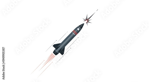 Illustration of a Rocket Intercepting a Missile in Flight.