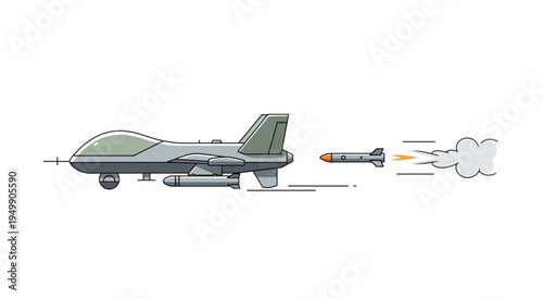 Military Drone Launching Missile - Precision Strike Illustration.