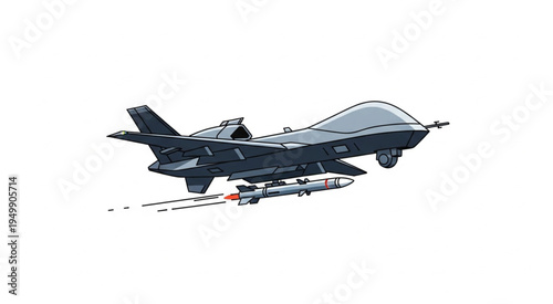 Illustration of a Modern Fighter Jet Launching a Missile.