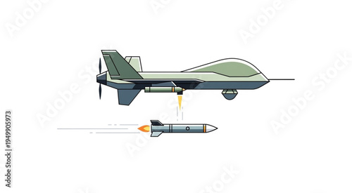 Military Drone Launching Missile - Precision Strike and Aerial Warfare.
