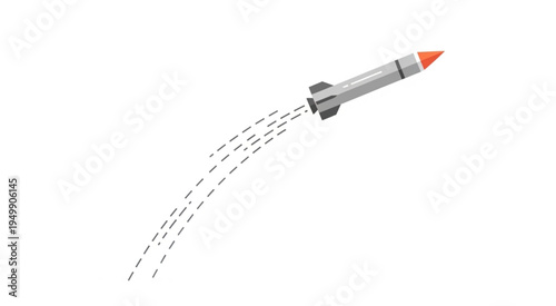 Illustration of a missile launching with smoke trails.