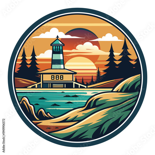 Oregon Lighthouse and Sea Stacks Icon