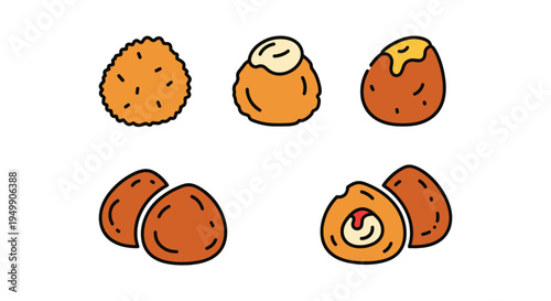 Fried Mozzarella Bites Line vibrant abstract color vector
