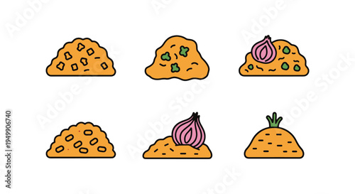 Fried Onion Bhaji Line art simple artistic abstract color illustration