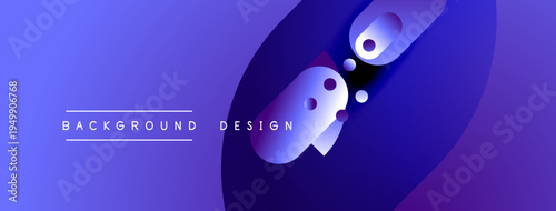 Abstract gradient background. Blue hues dominate, featuring overlapping circular shapes, modern design elements. Minimalist aesthetic.