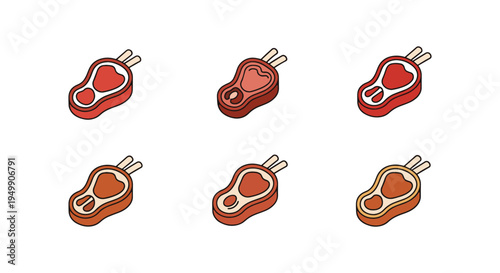 Lamb Chop Line art vector set creative abstract modern illustration