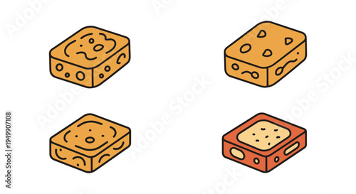 Fried Paneer Line art vector modern dynamic abstract color