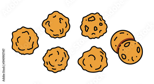 Fried Pakora Line art vector modern abstract color artwork