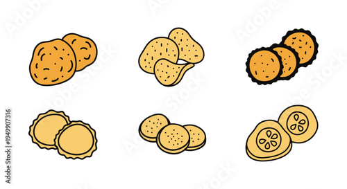 Fried Pickle Chips Line art minimal bold abstract color vector