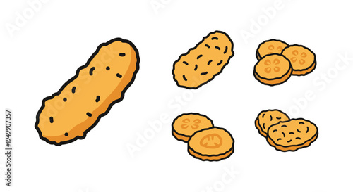 Fried Pickles Line art vector creative fluid abstract color