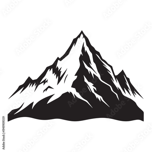 Majestic snow capped mountain peak, sharp ridges and deep valleys, rugged natural landscape