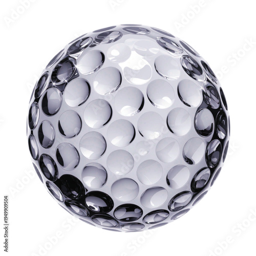 Classic white golf ball with detailed dimples, isolated sports object on transparent background, high resolution vector style.