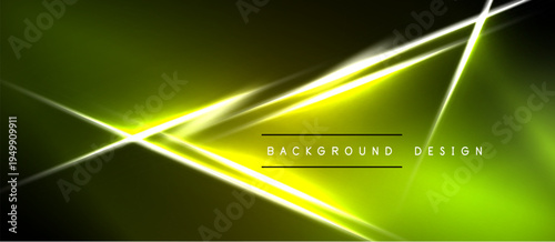 Abstract neon lines over dark background. Bright yellow gradients create dynamic visual effect. Modern design element for digital projects.