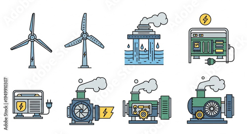 Renewable and Non-Renewable Energy Sources Illustration.