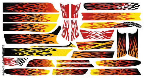 Assorted Flame Graphics for Vehicle Customization and Design.