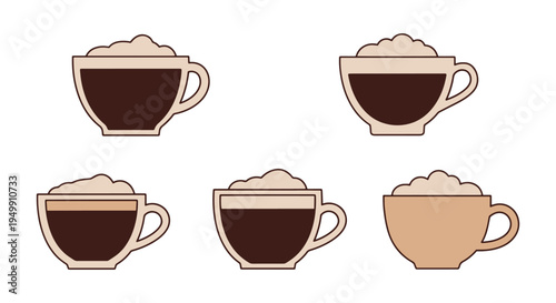 Mocha Cup Line art vector set clean artistic abstract color