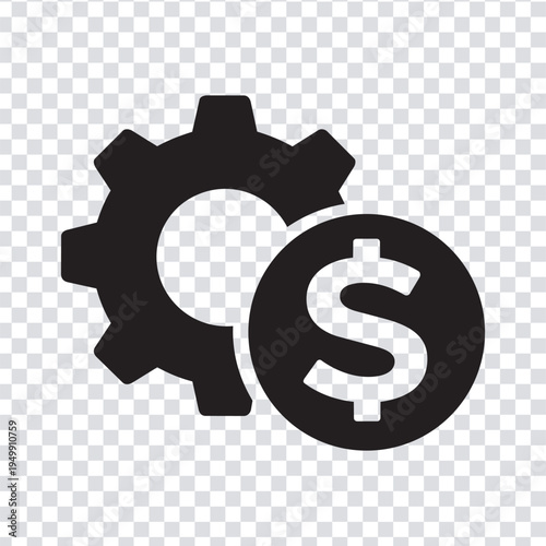 Vector illustration black gear and dollar sign icon for business or finance concepts