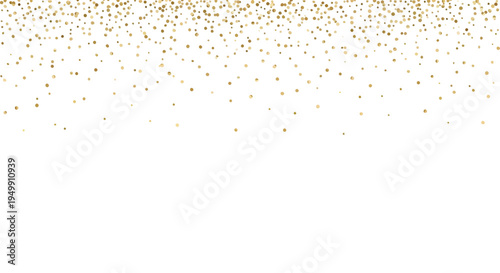 Golden particles fall gently on white background 