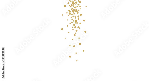 Gold confetti particles falling down on white background 