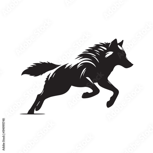 running wolf isolated on white background