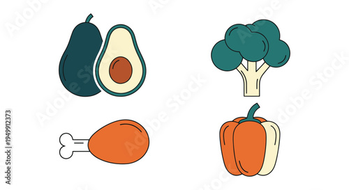 Low Carb Food Line art vector abstract color concept