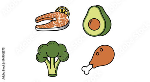 Low Carb Food Line art vector modern dynamic abstract color