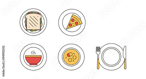 Lunch Plates Line art vector dynamic abstract artistic