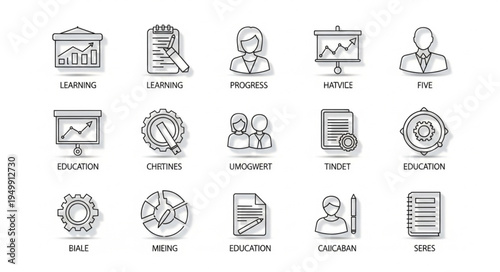 Collection of Business and Finance Icons Hand Drawn Style.