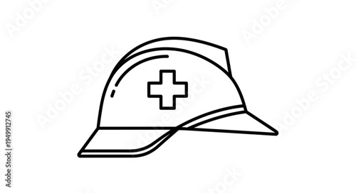 Hard Hat with Medical Cross Symbol Icon.