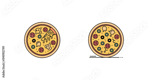 Mac and Cheese Pizza Line art modern blended abstract color vector