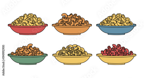 Macaroni Bowl Plate Line art creative color harmony abstract illustration