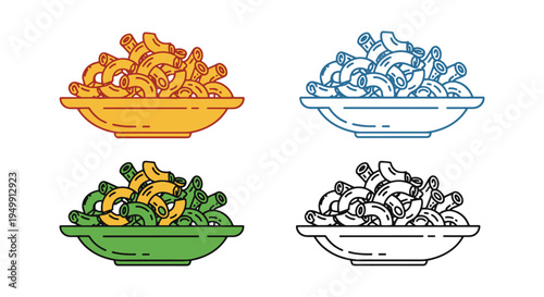 Macaroni Bowl Plate Line art soft elegant abstract artwork illustration