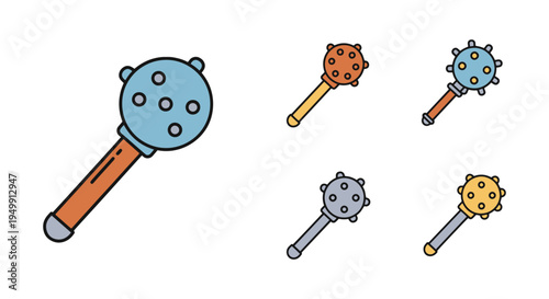 Mace Line art vector set minimal abstract theme illustration