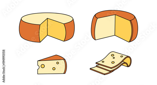 Manchego Line art vector set modern abstract vibrant