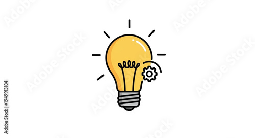 Bright idea light bulb with gear symbol innovation concept.