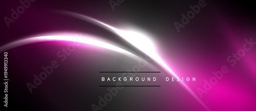 Abstract neon lines over dark background. Pink, purple hues create modern visual effect. Simple text reads background design.